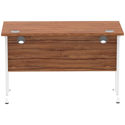 Impulse 1200mm Slim Rectangular Desk, White Cantilever Leg, Walnut