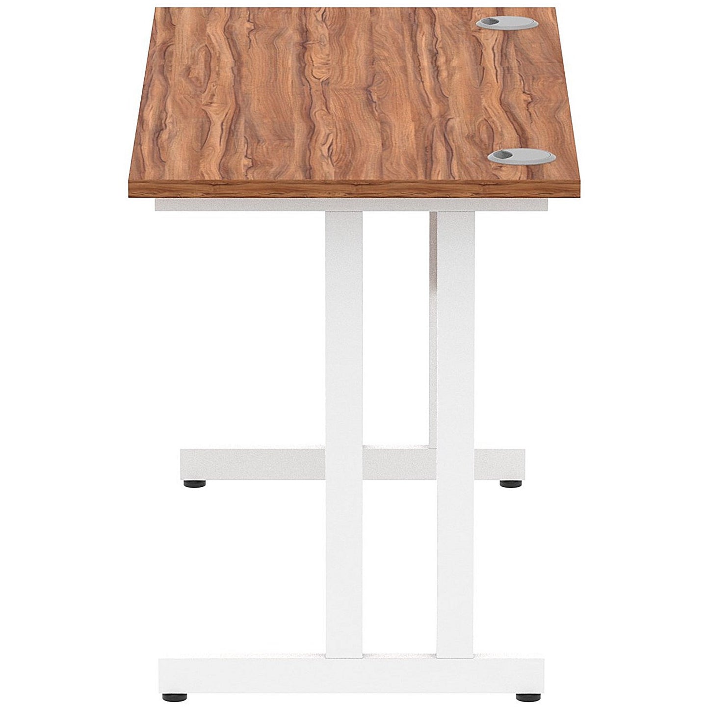 Impulse 1200mm Slim Rectangular Desk, White Cantilever Leg, Walnut