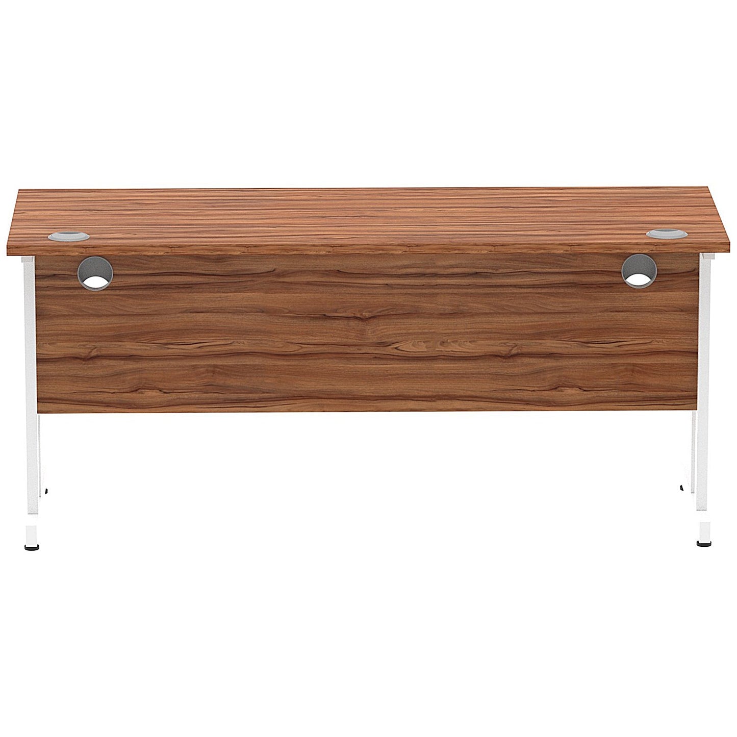 Impulse 1600mm Slim Rectangular Desk, White Cantilever Leg, Walnut