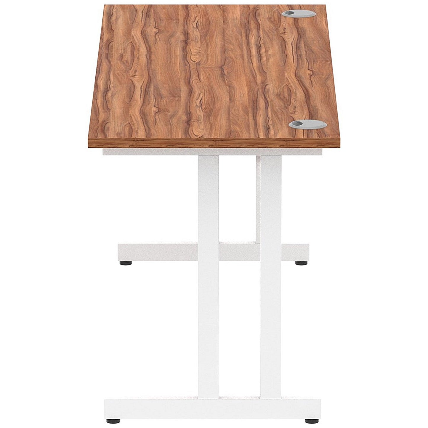 Impulse 1600mm Slim Rectangular Desk, White Cantilever Leg, Walnut