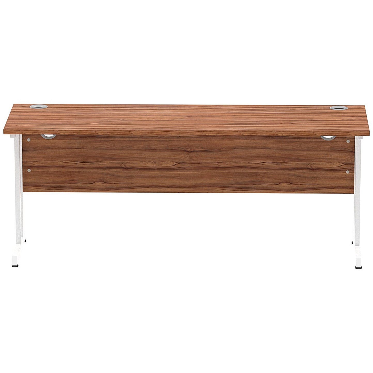Impulse 1800mm Slim Rectangular Desk, White Cantilever Leg, Walnut