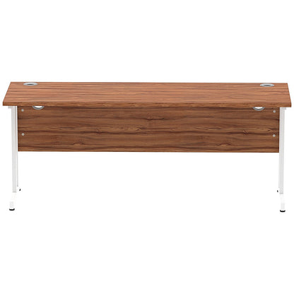 Impulse 1800mm Slim Rectangular Desk, White Cantilever Leg, Walnut