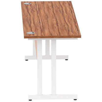 Impulse 1800mm Slim Rectangular Desk, White Cantilever Leg, Walnut