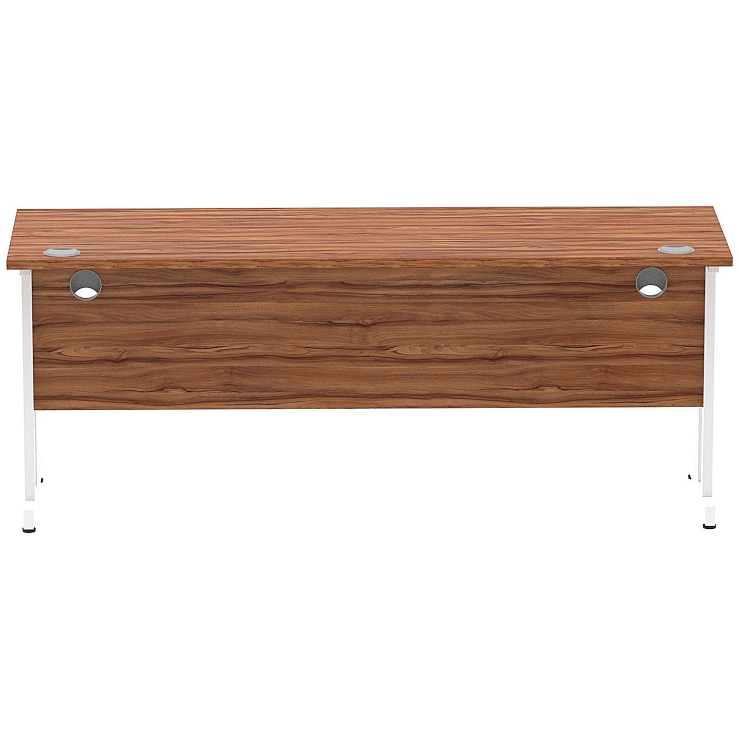 Impulse 1800mm Slim Rectangular Desk, White Cantilever Leg, Walnut