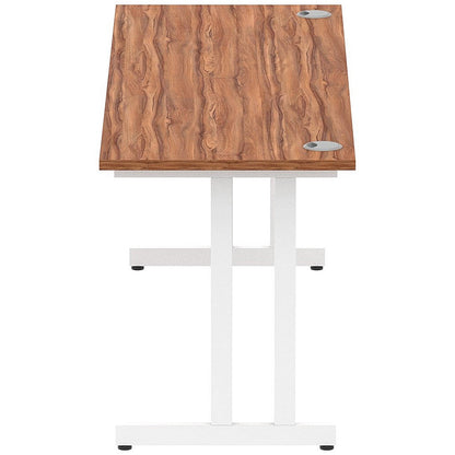 Impulse 1800mm Slim Rectangular Desk, White Cantilever Leg, Walnut