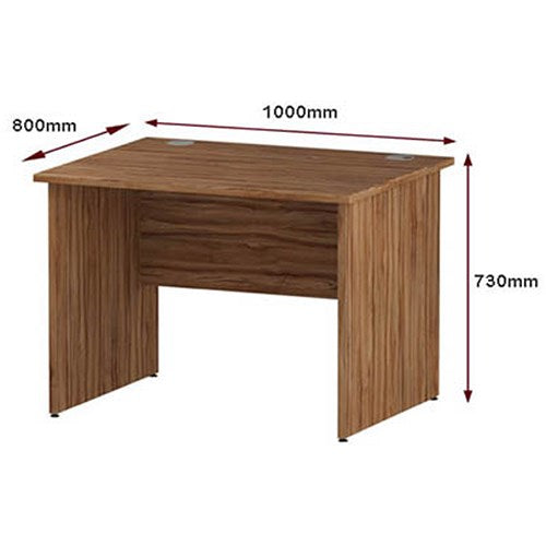 Impulse 1000mm Rectangular Desk, Panel End Leg, Walnut