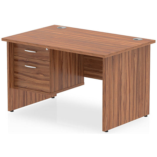 Impulse 1200mm Rectangular Desk With 2 Drawer Fixed Pedestal, Panel End Leg, Walnut Easy2Order : MI001969
