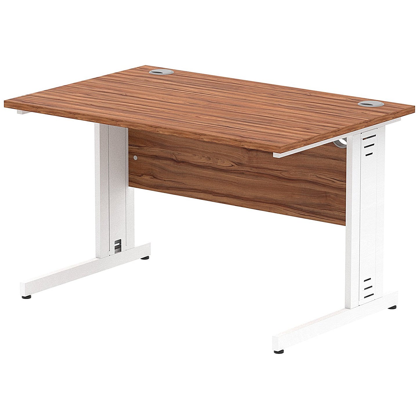 Impulse 1200mm Rectangular Desk, White Cable Managed Leg, Walnut