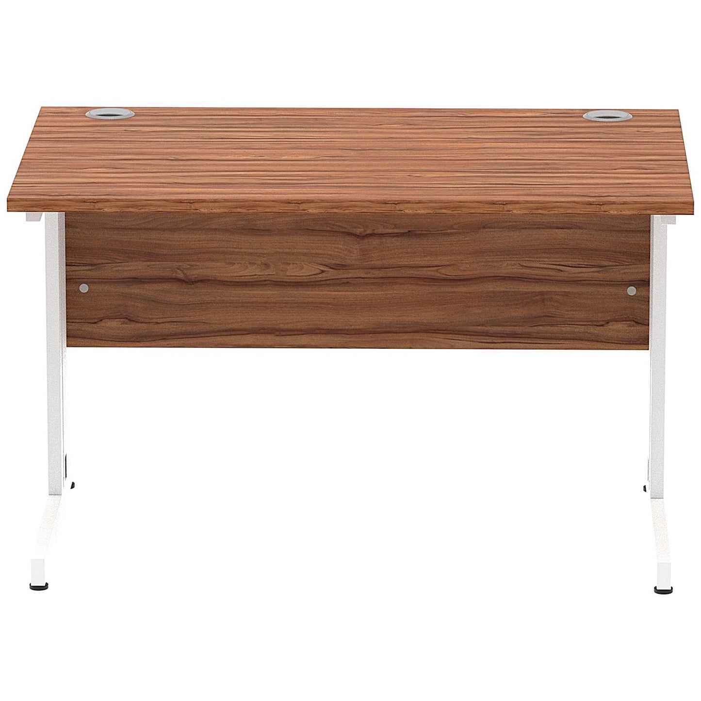 Impulse 1200mm Rectangular Desk, White Cable Managed Leg, Walnut
