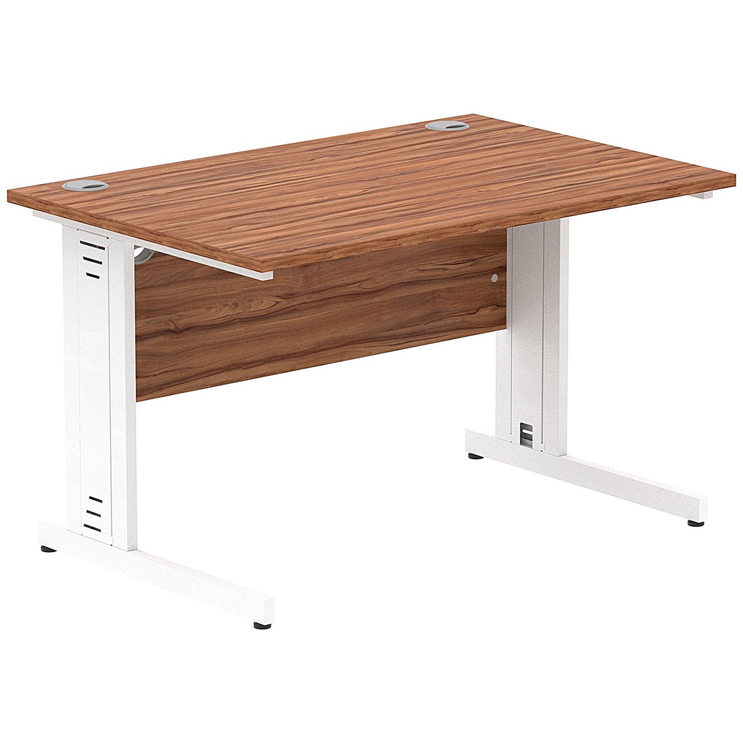 Impulse 1200mm Rectangular Desk, White Cable Managed Leg, Walnut