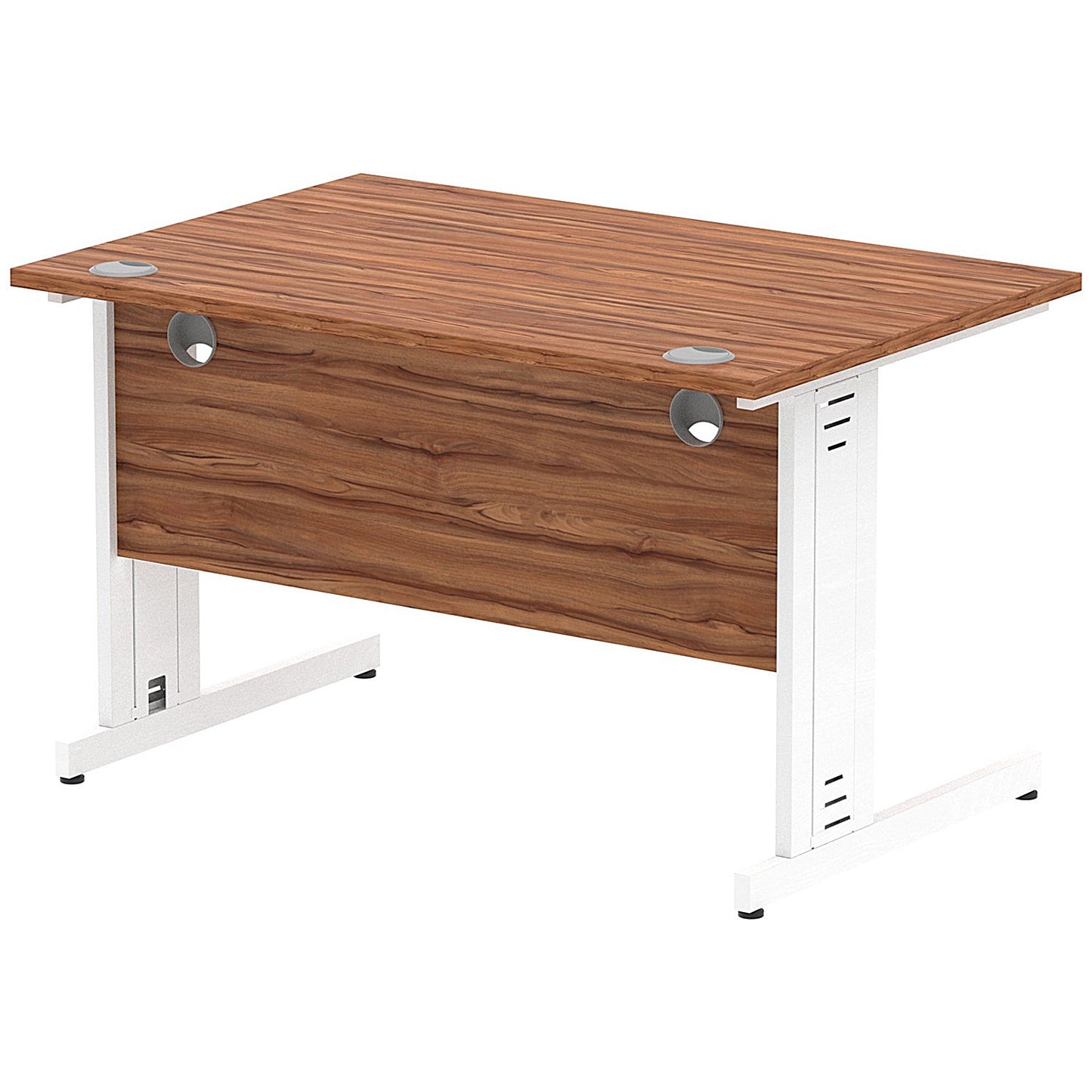 Impulse 1200mm Rectangular Desk, White Cable Managed Leg, Walnut