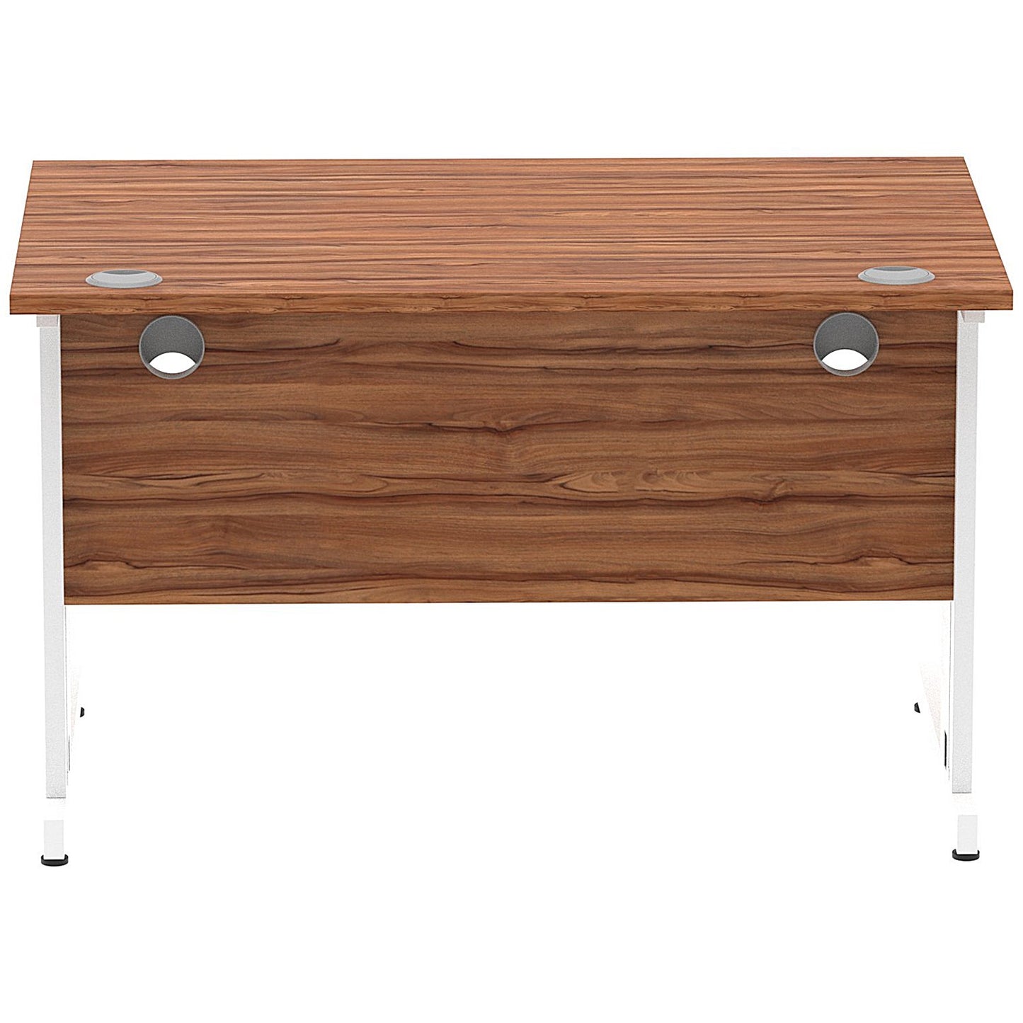 Impulse 1200mm Rectangular Desk, White Cable Managed Leg, Walnut