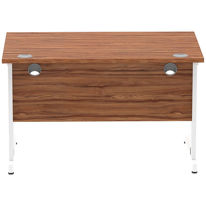 Impulse 1200mm Rectangular Desk, White Cable Managed Leg, Walnut