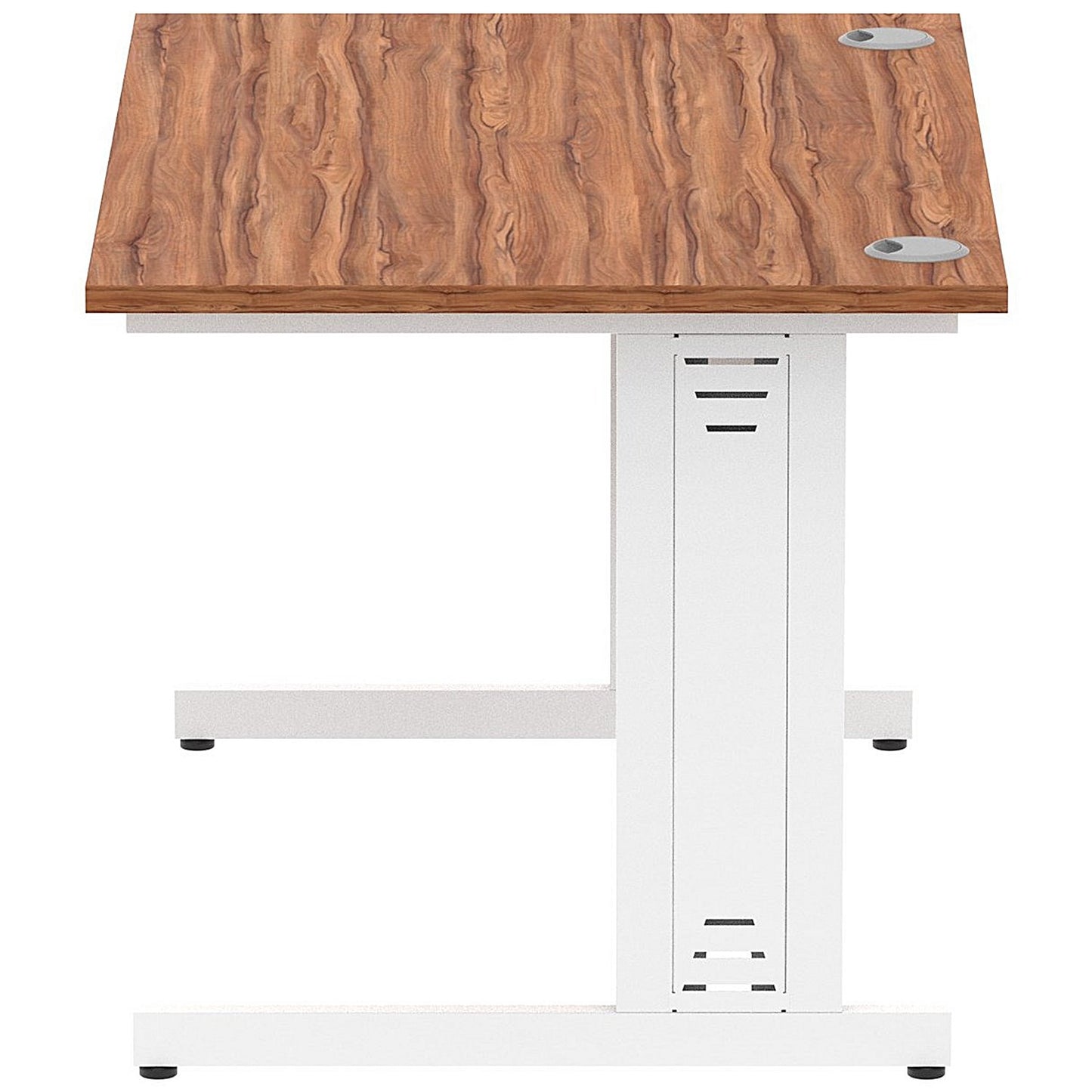 Impulse 1200mm Rectangular Desk, White Cable Managed Leg, Walnut
