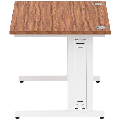 Impulse 1200mm Rectangular Desk, White Cable Managed Leg, Walnut