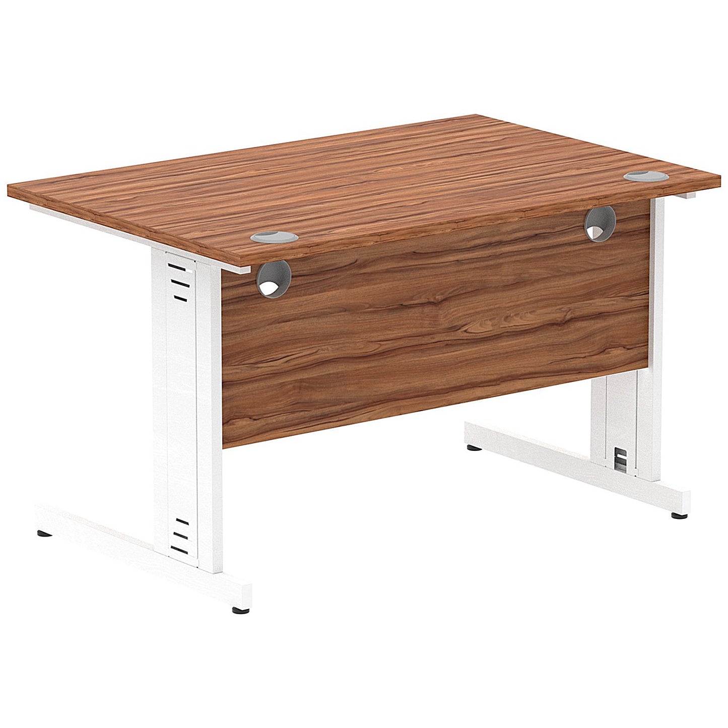 Impulse 1200mm Rectangular Desk, White Cable Managed Leg, Walnut