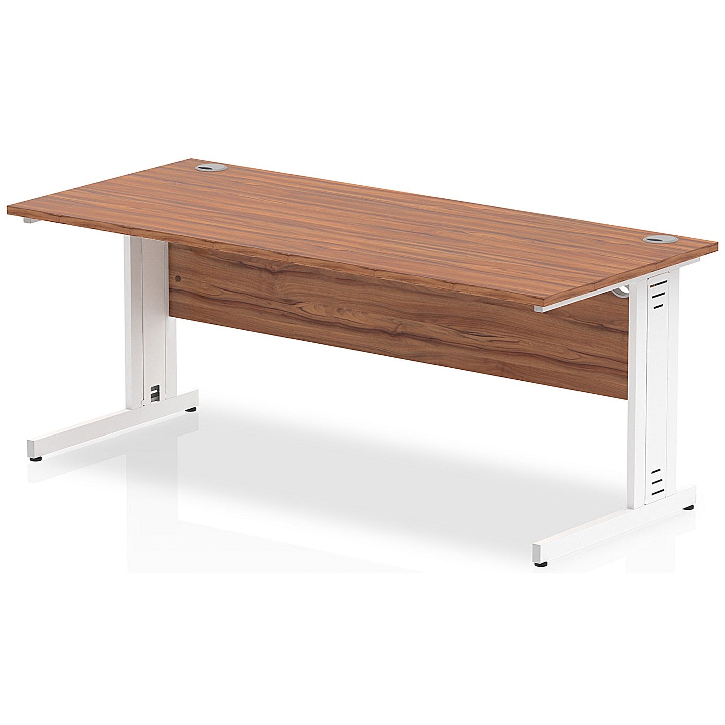 Impulse 1800mm Rectangular Desk, White Cable Managed Leg, Walnut