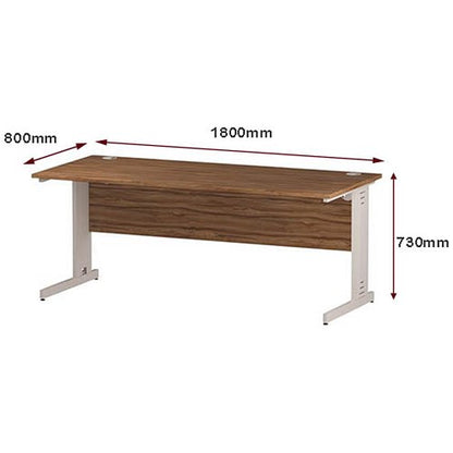 Impulse 1800mm Rectangular Desk, White Cable Managed Leg, Walnut