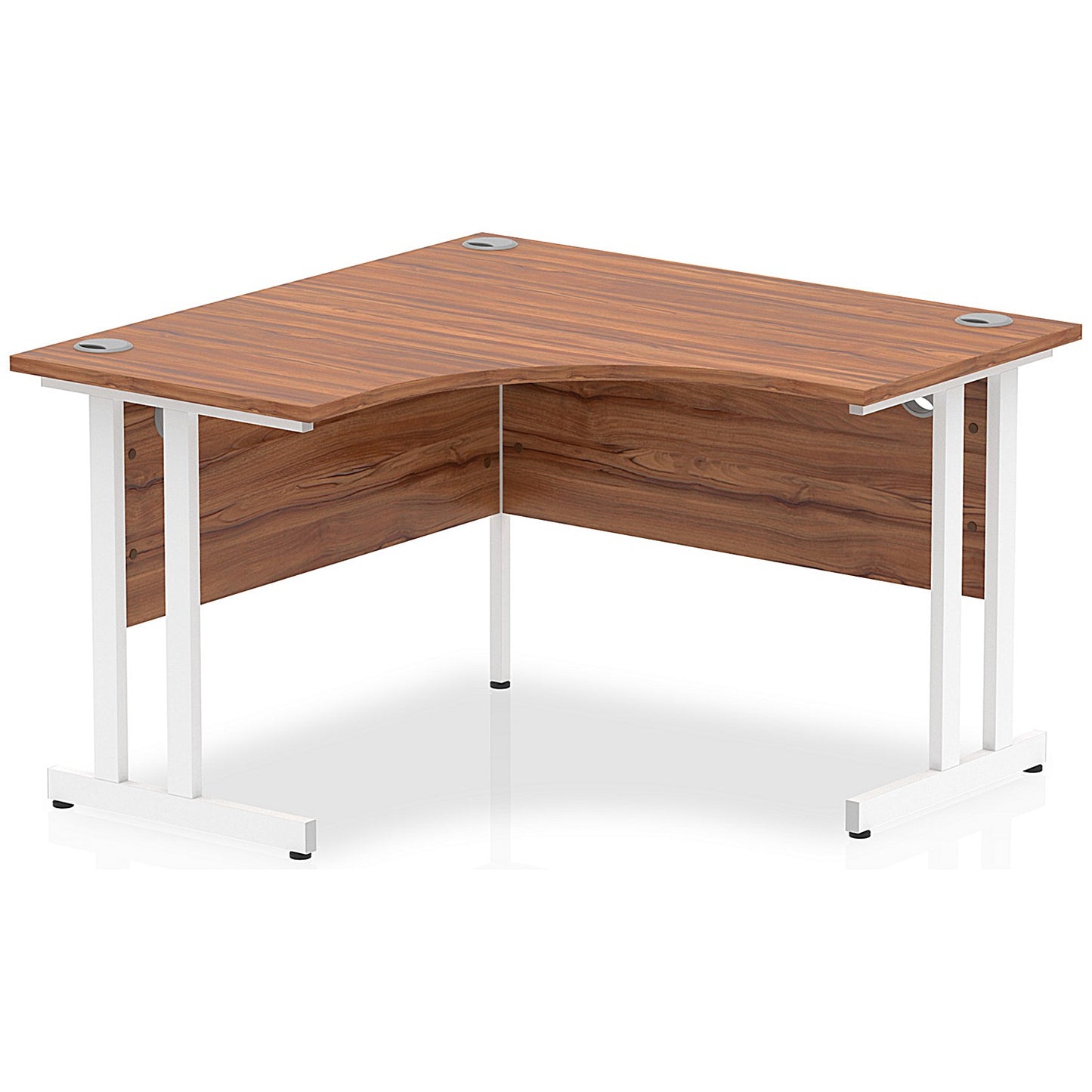 Impulse 1200mm Corner Desk, White Cantilever Leg, Walnut