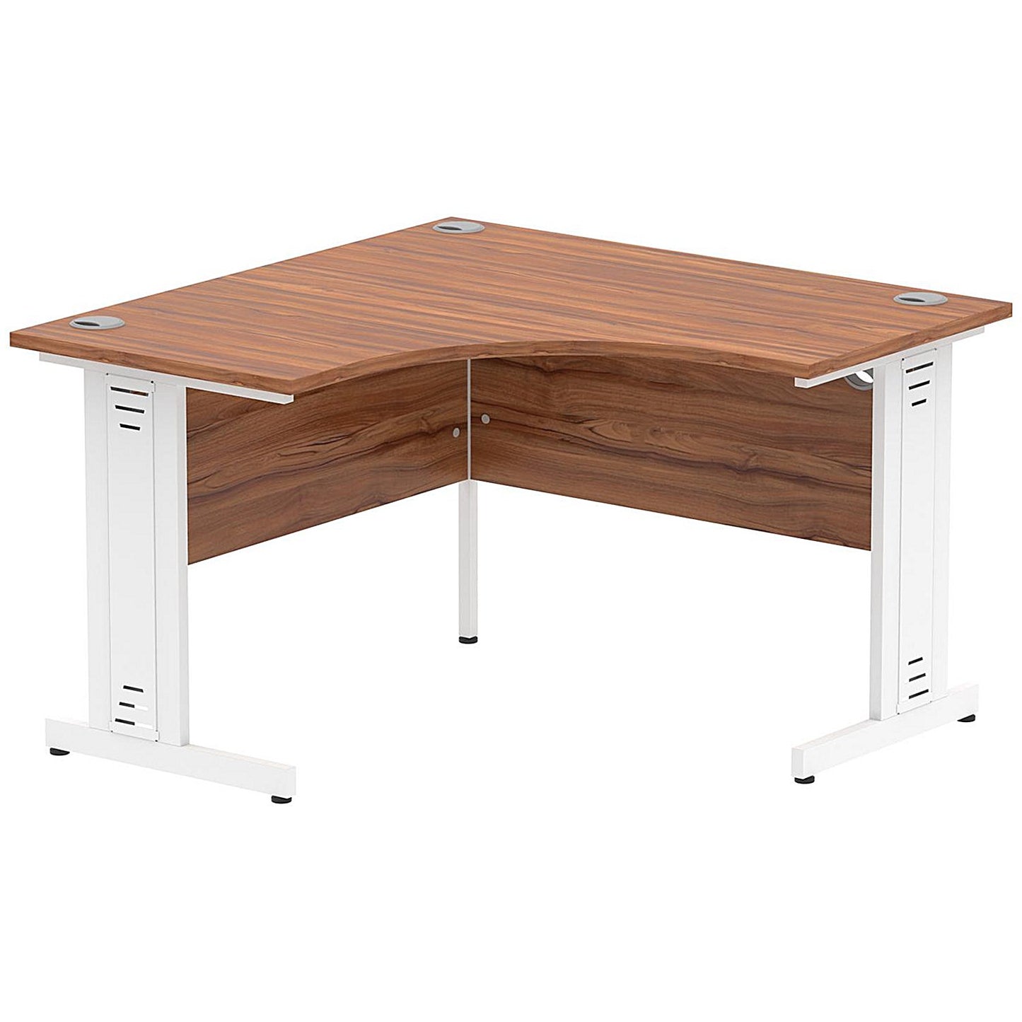 Impulse 1200mm Corner Desk, White Cable Managed Leg, Walnut