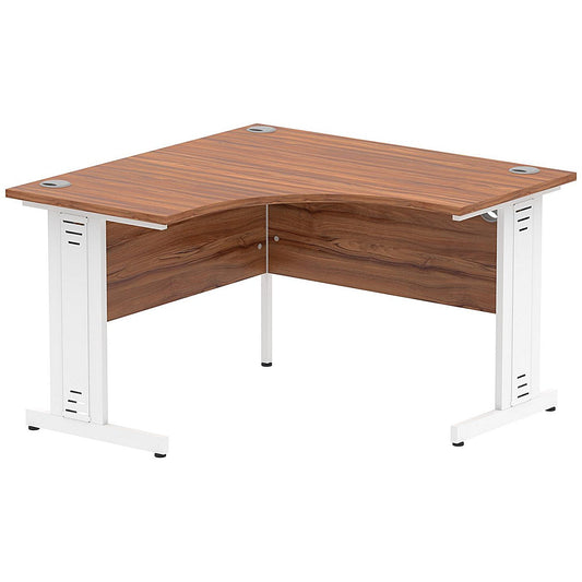 Impulse 1200mm Corner Desk, White Cable Managed Leg, Walnut
