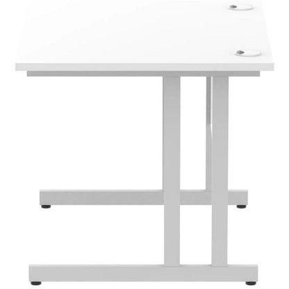 Impulse 1000mm Rectangular Desk, White Cantilever Leg, White
