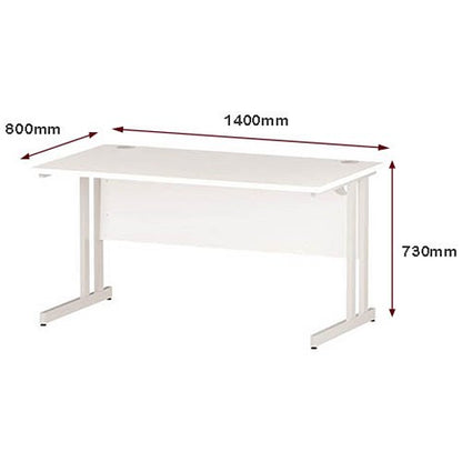 Impulse 1400mm Rectangular Desk, White Cantilever Leg, White