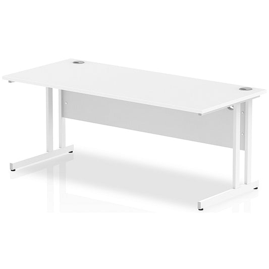 Impulse 1800mm Rectangular Desk, White Cantilever Leg, White