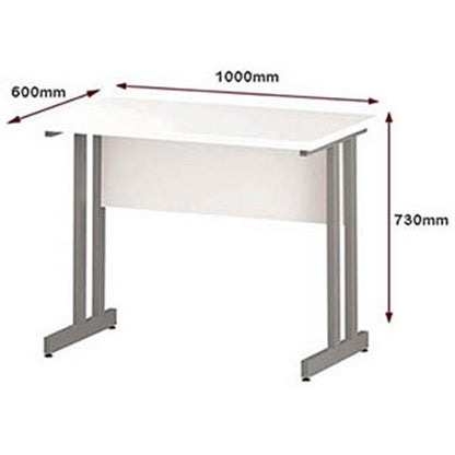 Impulse 1000mm Slim Rectangular Desk, Silver Cantilever Leg, White