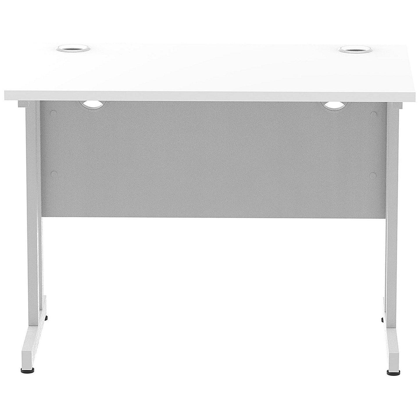 Impulse 1000mm Slim Rectangular Desk, Silver Cantilever Leg, White