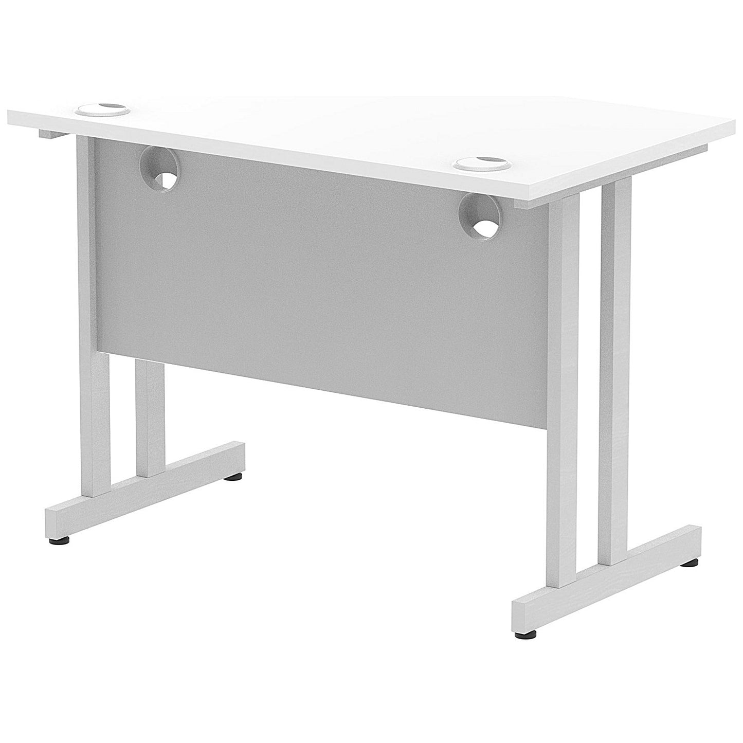 Impulse 1000mm Slim Rectangular Desk, Silver Cantilever Leg, White