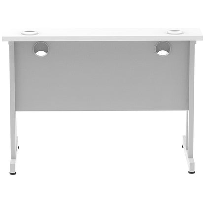 Impulse 1000mm Slim Rectangular Desk, Silver Cantilever Leg, White