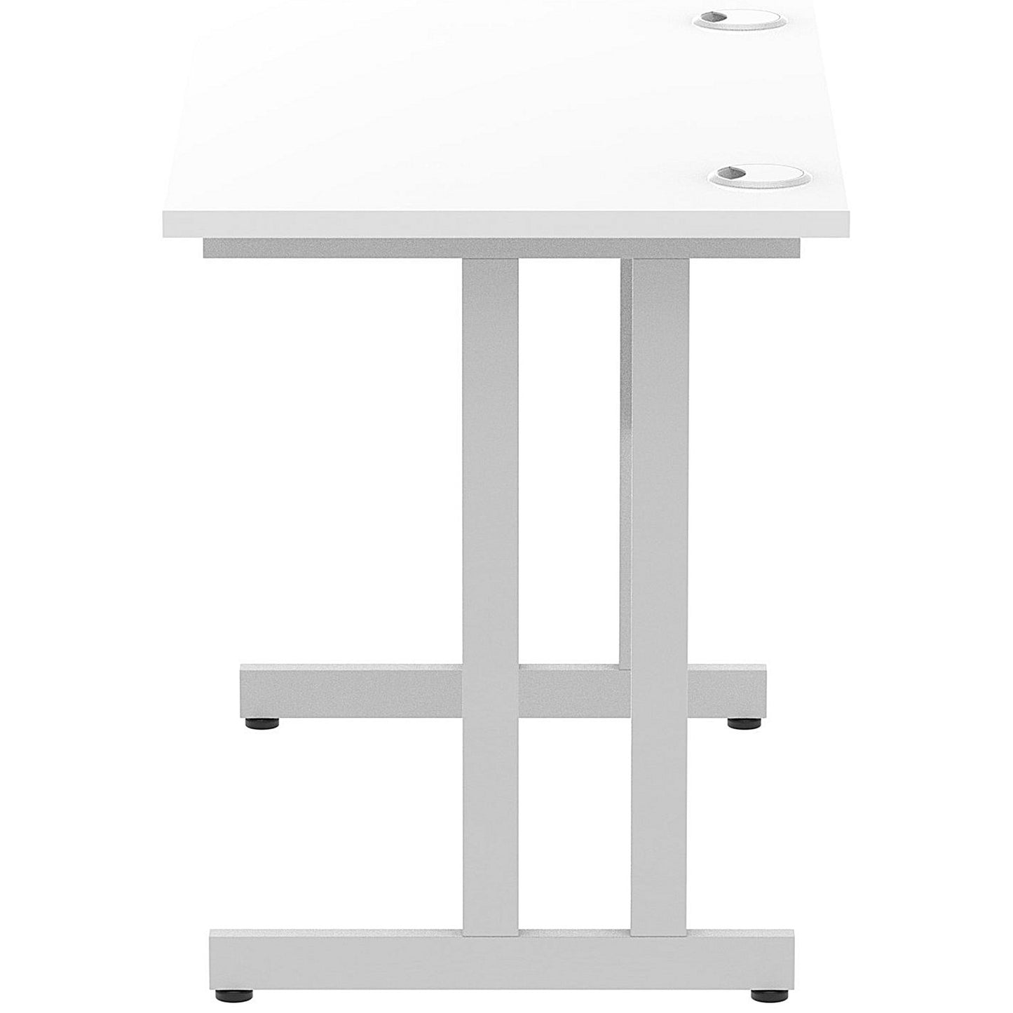 Impulse 1000mm Slim Rectangular Desk, Silver Cantilever Leg, White