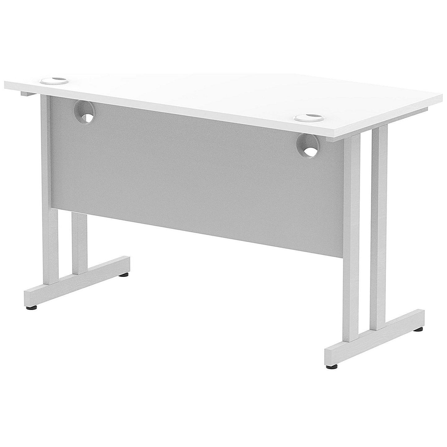 Impulse 1200mm Slim Rectangular Desk, Silver Cantilever Leg, White