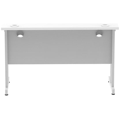 Impulse 1200mm Slim Rectangular Desk, Silver Cantilever Leg, White