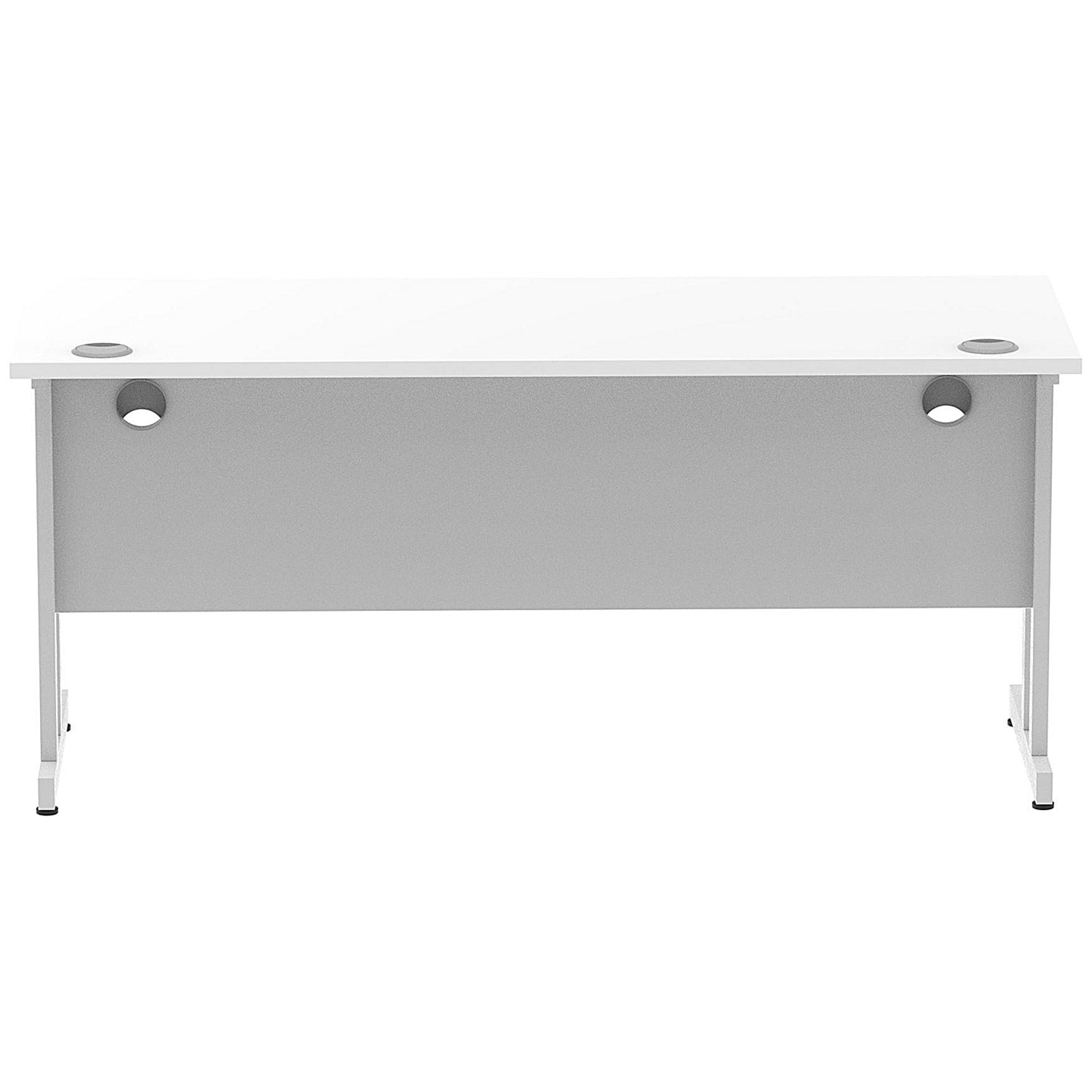 Impulse 1600mm Slim Rectangular Desk, Silver Cantilever Leg, White