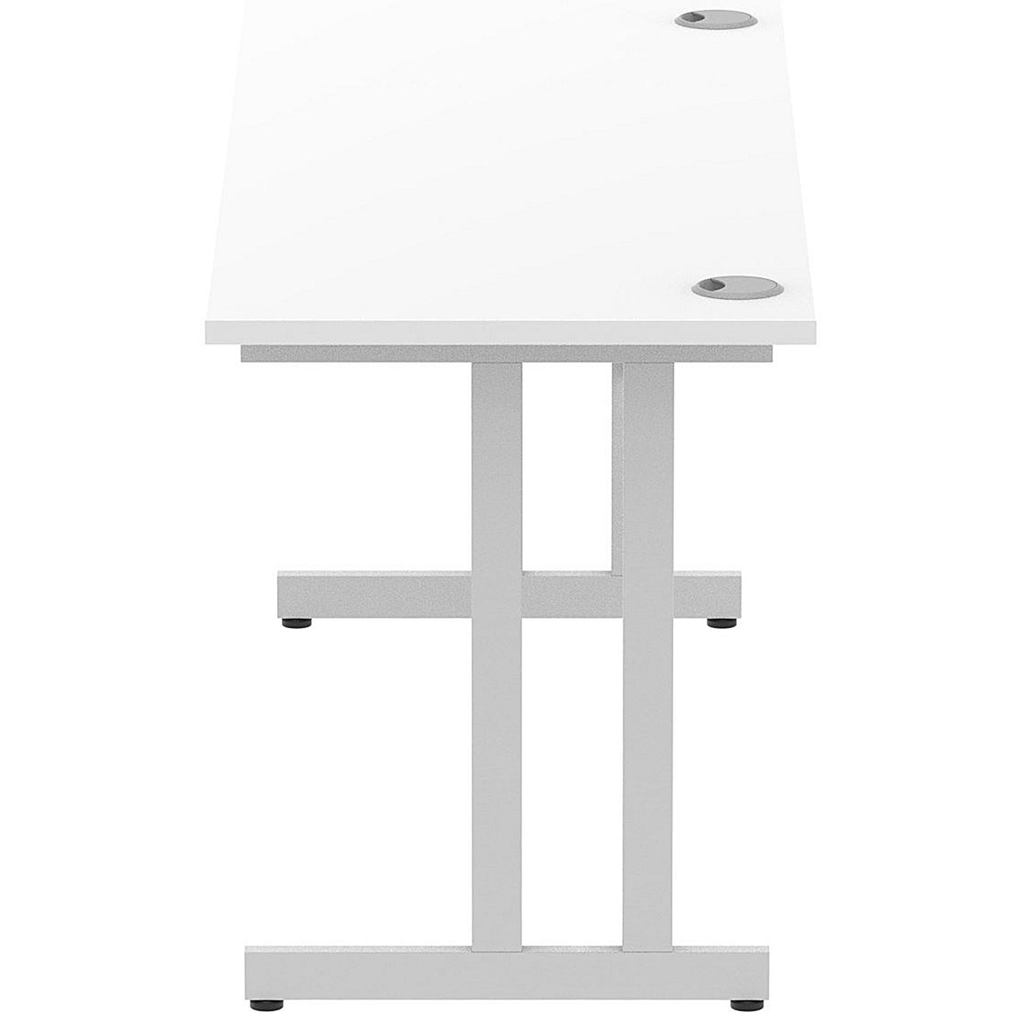 Impulse 1600mm Slim Rectangular Desk, Silver Cantilever Leg, White