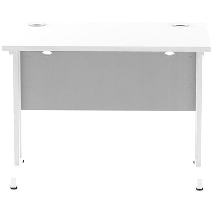Impulse 1000mm Slim Rectangular Desk, White Cantilever Leg, White