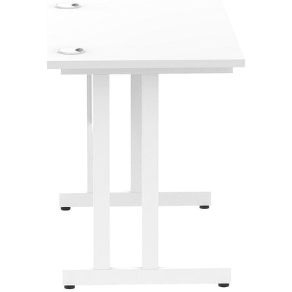 Impulse 1000mm Slim Rectangular Desk, White Cantilever Leg, White