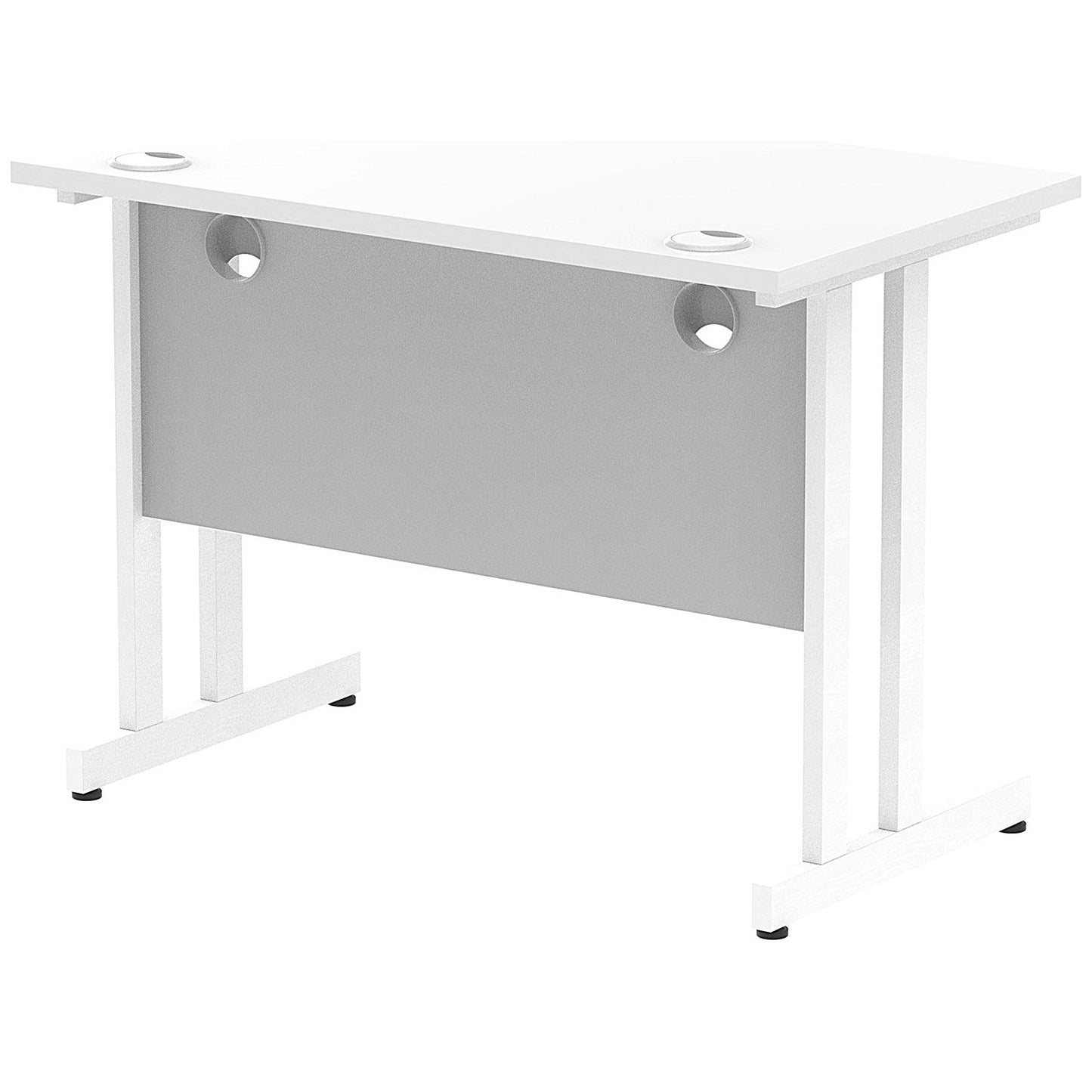 Impulse 1000mm Slim Rectangular Desk, White Cantilever Leg, White