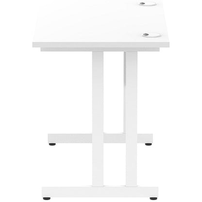 Impulse 1000mm Slim Rectangular Desk, White Cantilever Leg, White