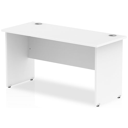 Impulse 1400mm Slim Rectangular Desk, Panel End Leg, White