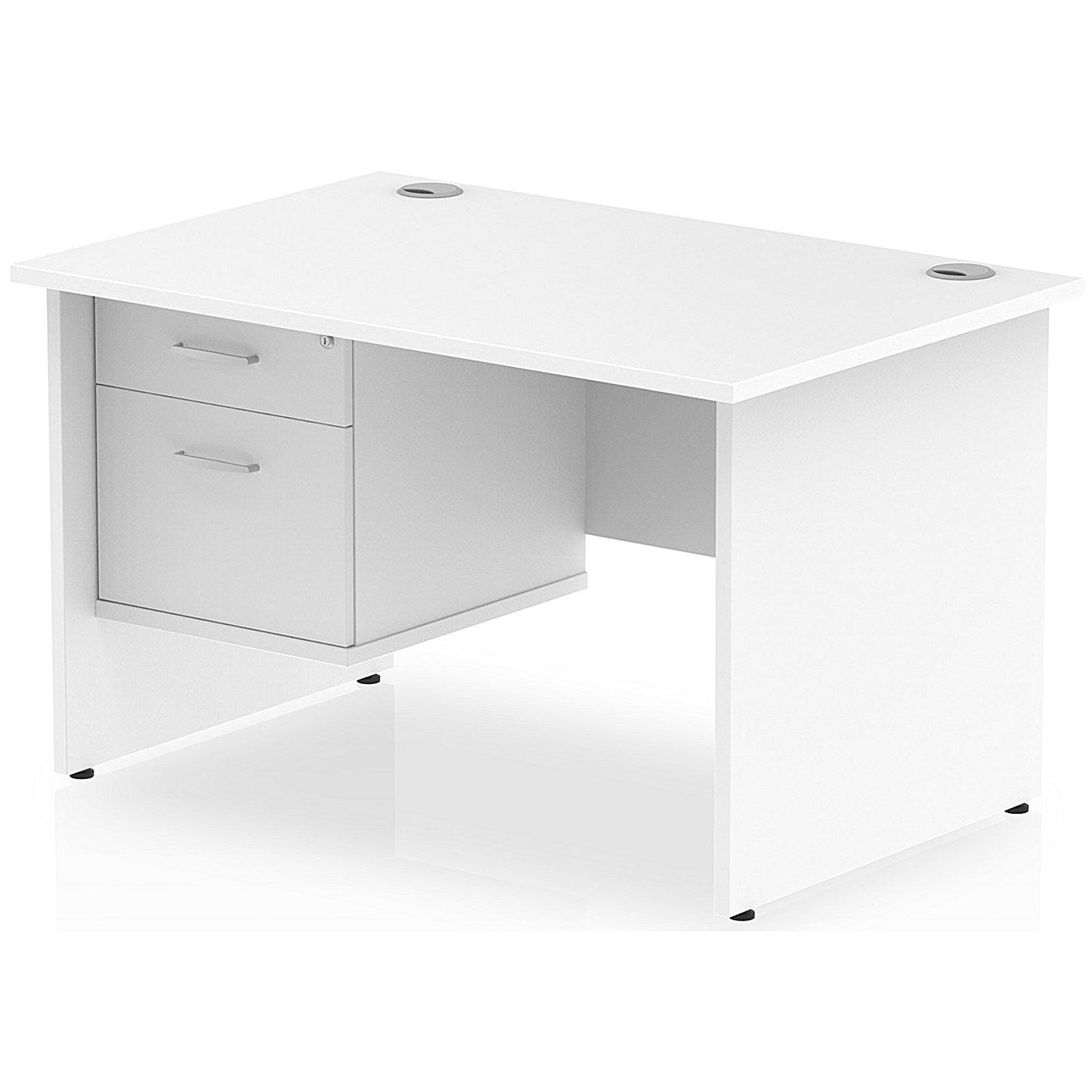 Impulse 1200mm Rectangular Desk With 2 Drawer Fixed Pedestal, Panel End Leg, White Easy2Order : MI002250