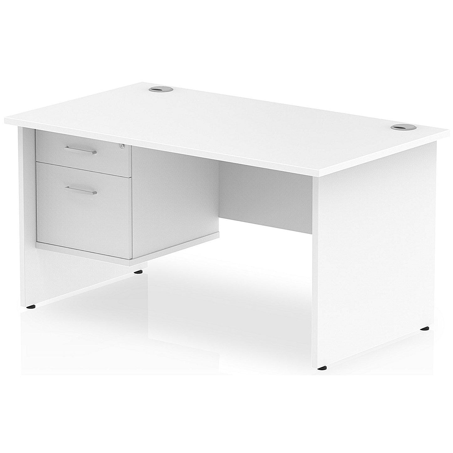 Impulse 1400mm Rectangular Desk With 2 Drawer Fixed Pedestal, Panel End Leg, White Easy2Order : MI002251