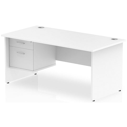 Impulse 1600mm Rectangular Desk With 2 Drawer Fixed Pedestal, Panel End Leg, White Easy2Order : MI002252