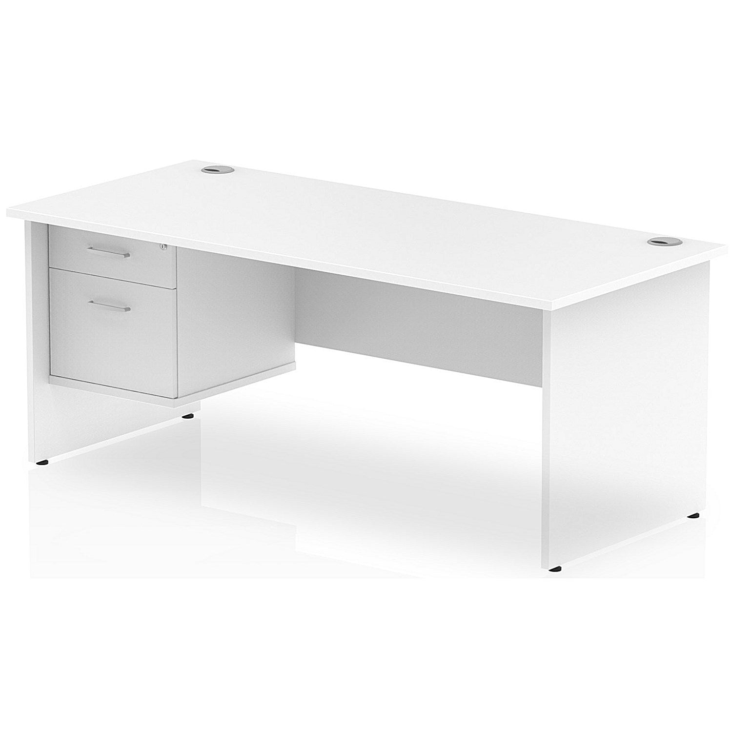 Impulse 1800mm Rectangular Desk With 2 Drawer Fixed Pedestal, Panel End Leg, White Easy2Order : MI002253
