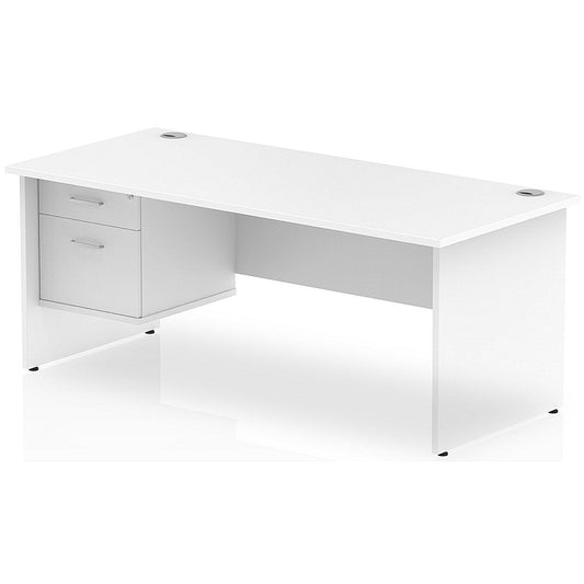 Impulse 1800mm Rectangular Desk With 2 Drawer Fixed Pedestal, Panel End Leg, White Easy2Order : MI002253