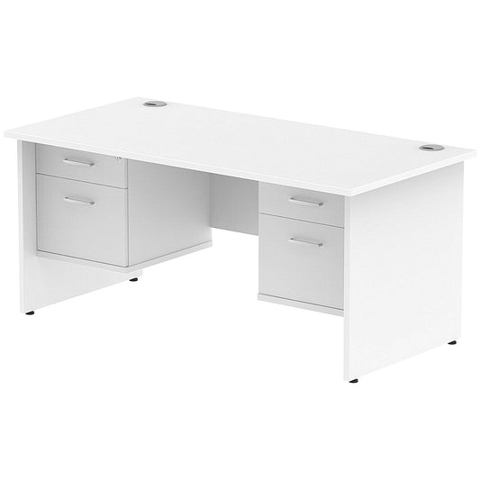 Impulse 1600mm Rectangular Desk With 2 x 2 Drawer Fixed Pedestals, Panel End Leg, White Easy2Order : MI002260