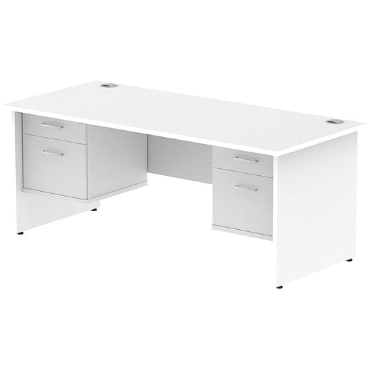 Impulse 1800mm Rectangular Desk With 2 x 2 Drawer Fixed Pedestals, Panel End Leg, White Easy2Order : MI002261