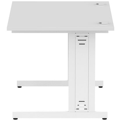 Impulse 1000mm Rectangular Desk, White Cable Managed Leg, White